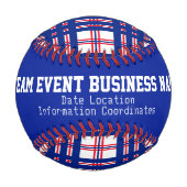 モダン格子模様パーソナライズされた 野球ボール (裏面)