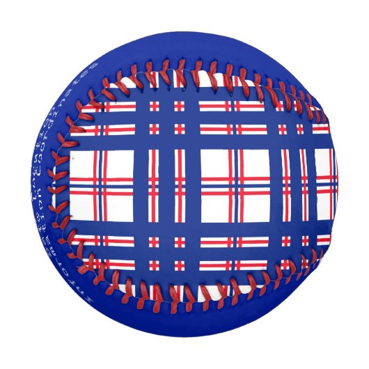 モダン格子模様パーソナライズされた 野球ボール (正面左)