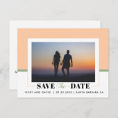 モダン桃とセージ緑の保存日付の写真 ポストカード (正面/裏面)