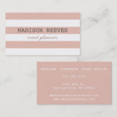 モダン桃と白はっきりしたストライプの名刺 名刺 (正面/裏面)