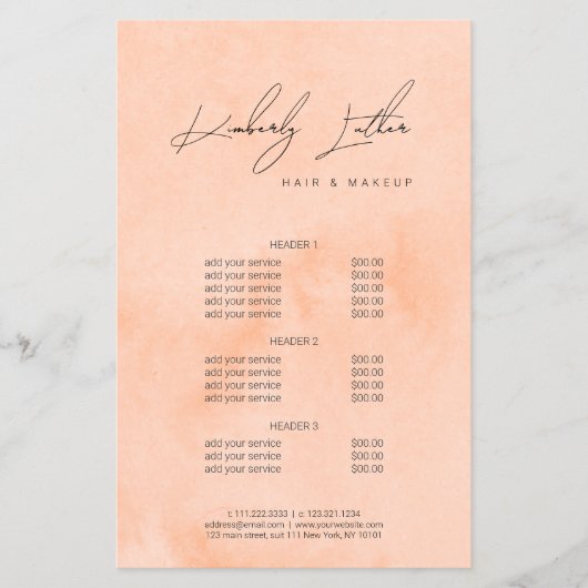 モダン桃の水色メイクアップ チラシ (正面)