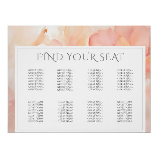 モダン桃の花結婚の座席表ポスター ポスター (正面)