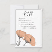 モダン桃エレガントフローラポピー結婚ズ 出欠カード (正面)