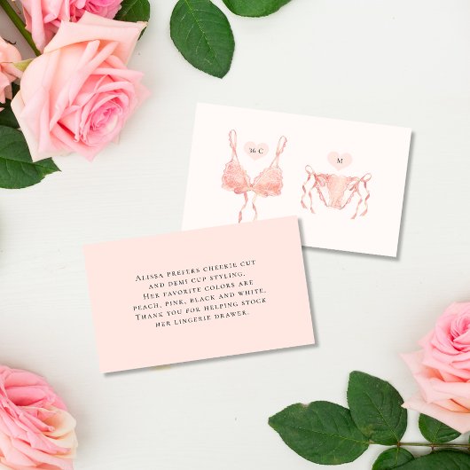 モダン桃エレガントランジェリーシャワー エンクロージャーカード