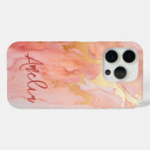 モダン桃エレガント金ゴールド大理石パーソナライズされた名 Case-Mate iPhoneケース (裏面 (横))