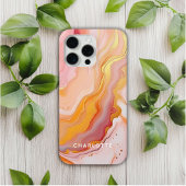 モダン桃エレガント金ゴールド大理石パーソナライズされた名 Case-Mate iPhoneケース