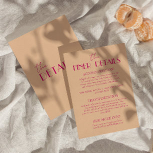 モダン桃カラフルファンキーレトロ結婚詳細 エンクロージャーカード