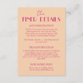 モダン桃カラフルファンキーレトロ結婚詳細 エンクロージャーカード (正面)