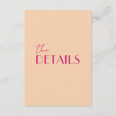 モダン桃カラフルファンキーレトロ結婚詳細 エンクロージャーカード (裏面)