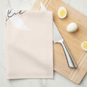 モダン桃パーソナライズされたモノグラム名 –  キッチンタオル (四つ折り)