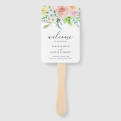 モダン桃フローラエレガント結婚式 ハンドファン (正面)