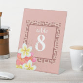 モダン桃フローラ結婚デザインの表番号 台座サイン (インサイチュ)