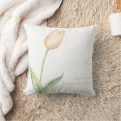 モダン桃ミニマル水色チューリップモノグラム クッション (ブランケット)