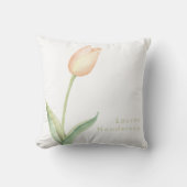モダン桃ミニマル水色チューリップモノグラム クッション (正面)