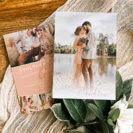 モダン桃ミニマル結婚スクリプト5 招待状