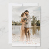 モダン桃ミニマル結婚スクリプト5 招待状 (正面)