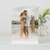 モダン桃ミニマル結婚スクリプト5 招待状 (スタンド正面)