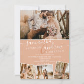 モダン桃ミニマル結婚スクリプト5 招待状 (裏面)