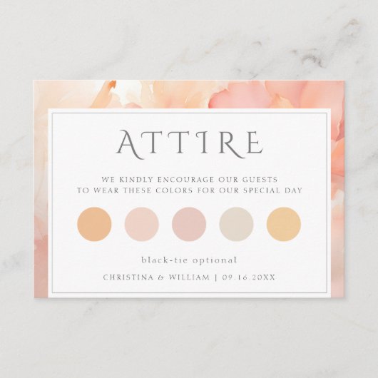 モダン桃結婚花服装規定 エンクロージャーカード (正面)