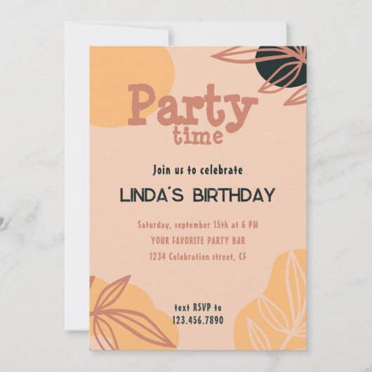 モダン桃 招待状 (正面)