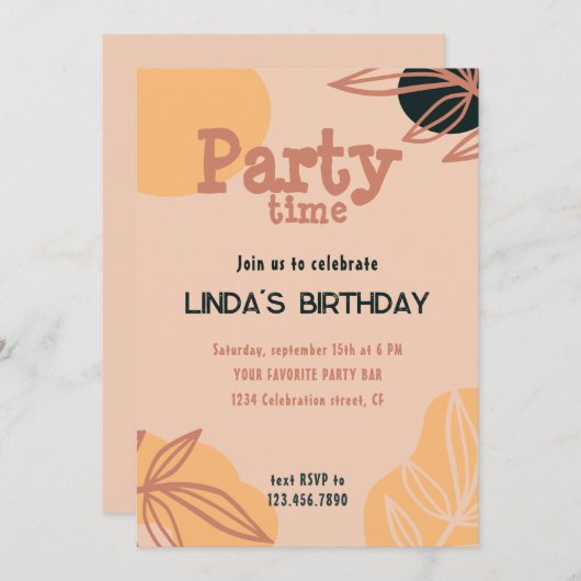 モダン桃 招待状 (正面/裏面)