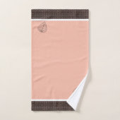 モダン桃・白・黒水玉模様・葉 バスタオルセット (ハンドタオル)