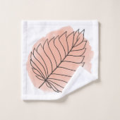 モダン桃・白・黒水玉模様・葉 バスタオルセット (ウォッシュタオル)