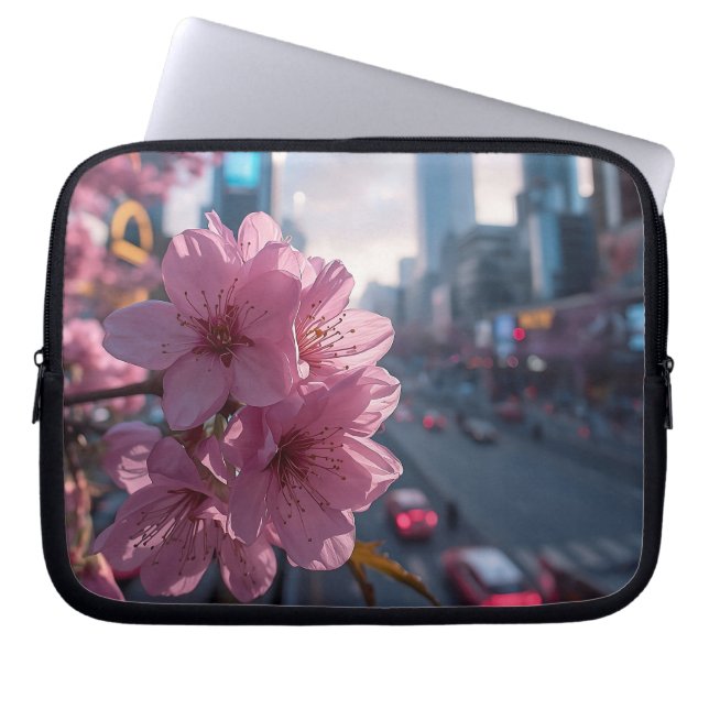 モダン桜10' ラップトップスリーブ (正面)