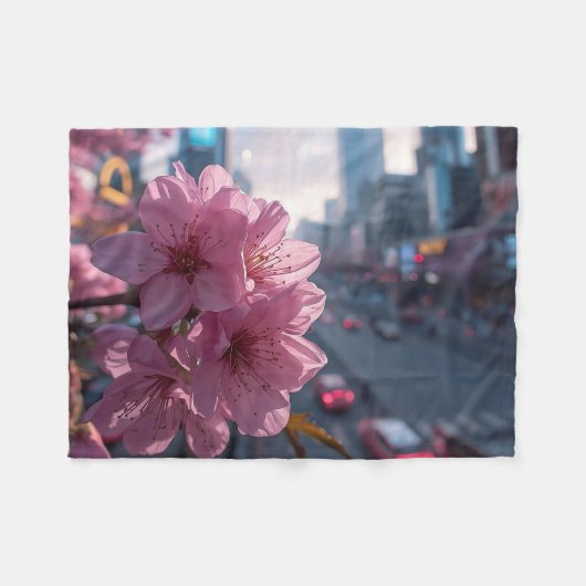 モダン桜 フリースブランケット (正面(横))