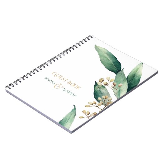 モダン植物の結婚緑の本 ノートブック (左側)