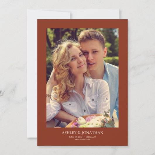 モダン植物分結婚断器の赤木写真 招待状 (裏面)