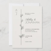 モダン植物分結婚断器の骨写真 招待状 (正面)