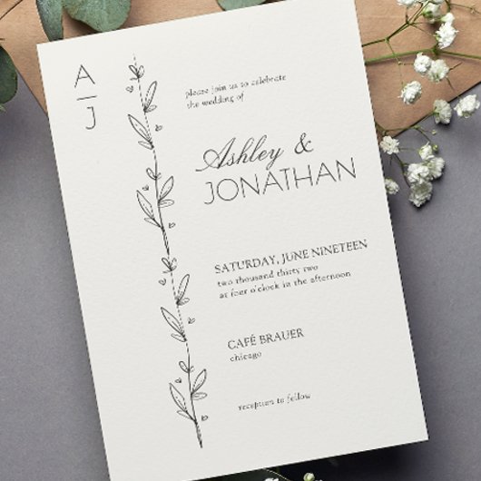モダン植物分結婚断器 招待状