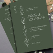 モダン植物分結婚除器の緑オールインワン 招待状