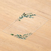 モダン植物幾何学結婚の アクリル招待状 (レイダウン)