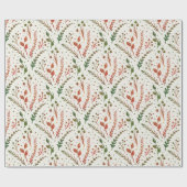 モダン植物性クリスマスレッドとグリーン ラッピングペーパー (フラット)