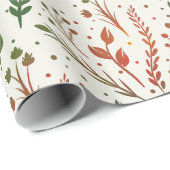 モダン植物性クリスマスレッドとグリーン ラッピングペーパー (ロールコーナー)