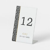 モダン植物葉パタ縁どー表番号 台座サイン (正面)