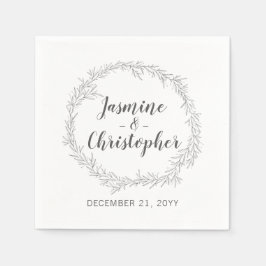 モダン植物葉リース結婚の提供 スタンダードカクテルナプキン
