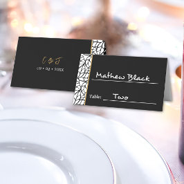 モダン植物葉型縁ど プレイスカード