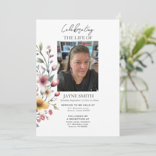 モダン植物葬儀追悼会 招待状 (スタンド正面)