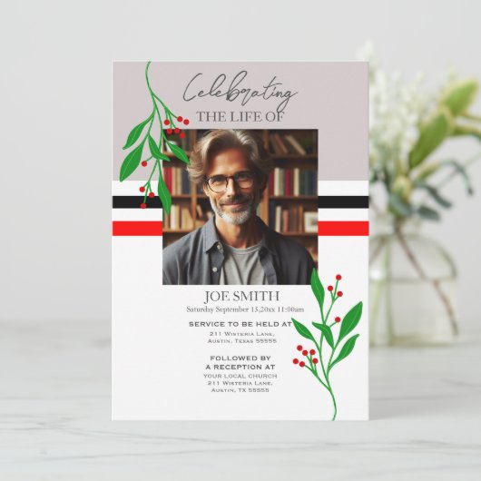 モダン植物葬儀追悼会 招待状 (スタンド正面)