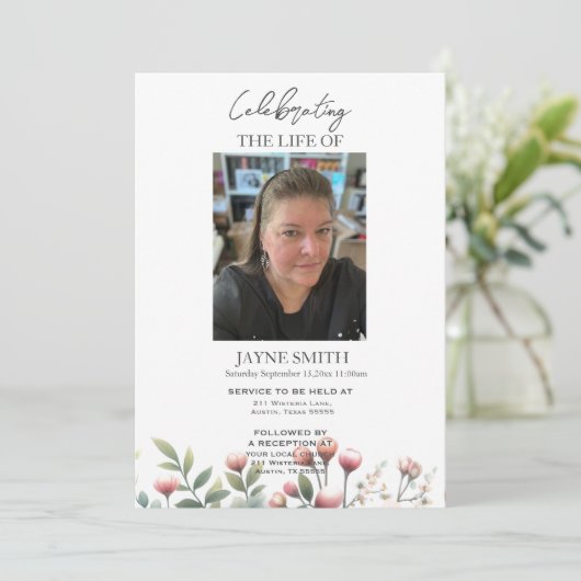 モダン植物葬儀追悼会 招待状 (スタンド正面)