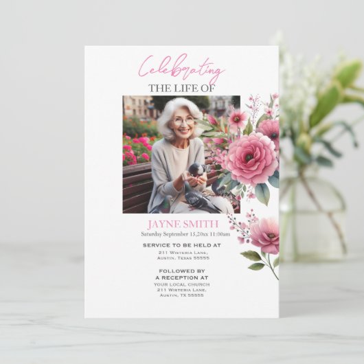 モダン植物葬儀追悼会 招待状 (スタンド正面)