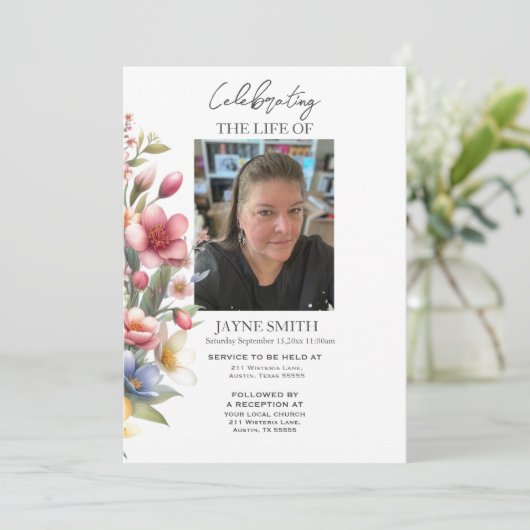 モダン植物葬儀追悼会 招待状 (スタンド正面)