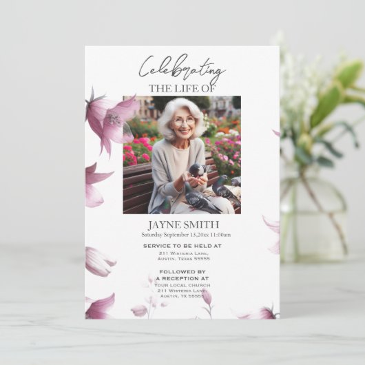 モダン植物葬儀追悼会 招待状 (スタンド正面)