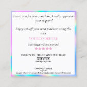 モダン業務感謝してい部門に対してホログラフィ スクエア名刺 (裏面)