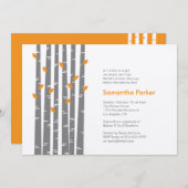 モダン樺の木 – タンジェリンベビーシャワー招待状 招待状 (正面/裏面)