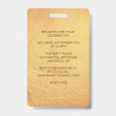 モダン武術アーツアーツ空手バースデーパーティーVIPパス バッジ (Back)