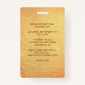 モダン武術アーツアーツ空手バースデーパーティーVIPパス バッジ (裏面)